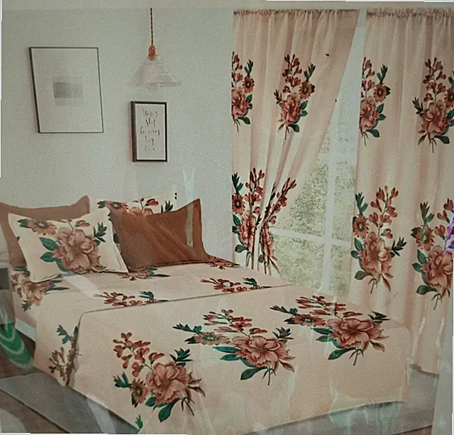 8 pc sheet set with curtains