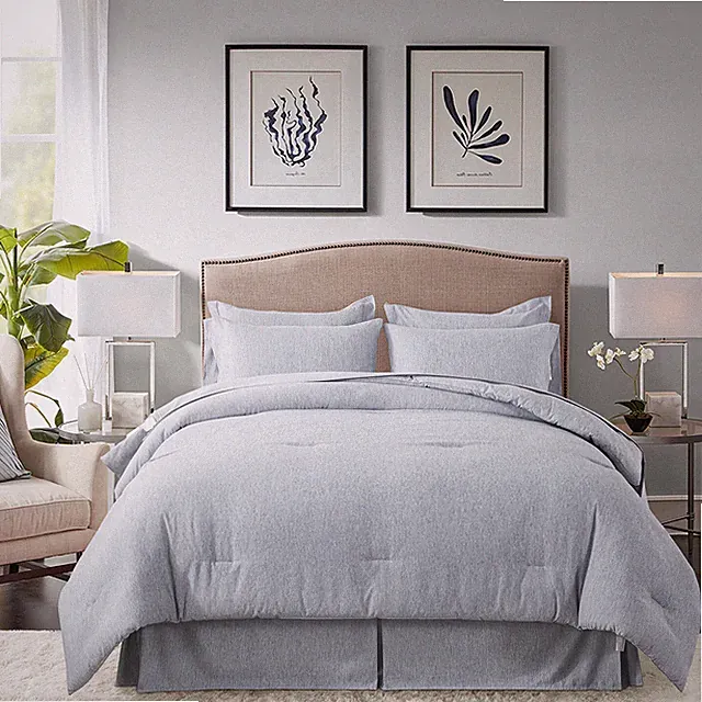 8 Piece Bed in a Bag Cationic Fabric Comforter Set Breathable Reversible Bedding