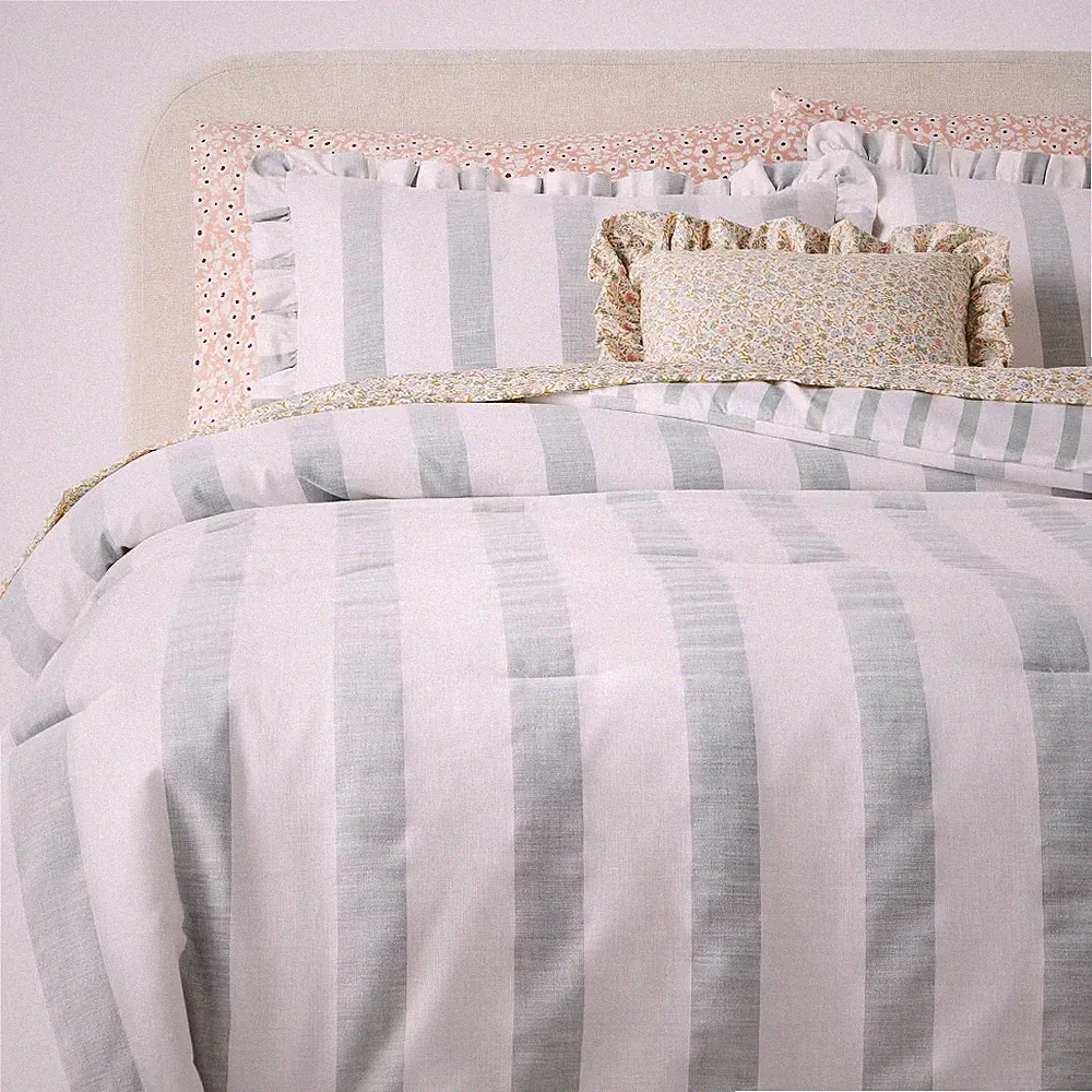 8pc Queen Cabana Striped Floral Comforter and Sheet Set - Threshold