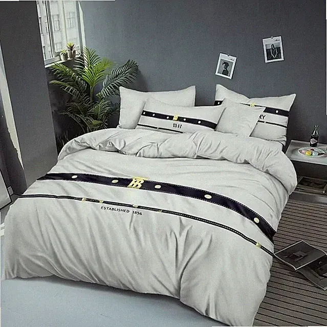 Black and White 8 pieces duvet cover set cotton satin Blueberry