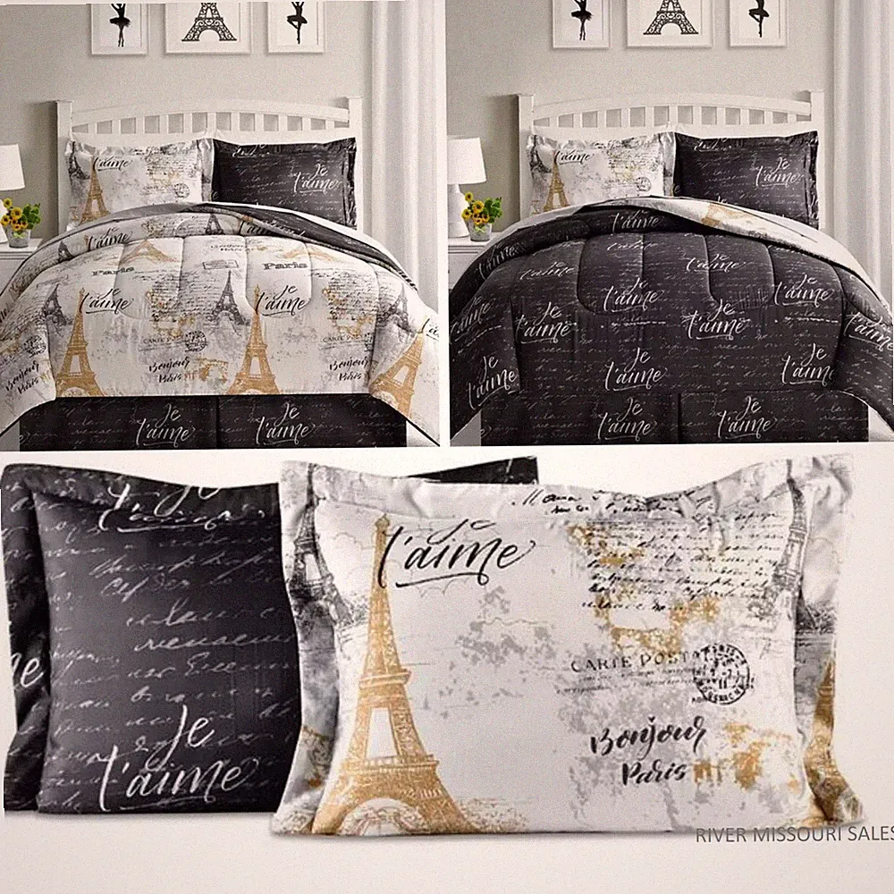 Bonjour Paris Reversible 8 Piece Bed In A Bag Bedding Set Comforter Sets, Choice