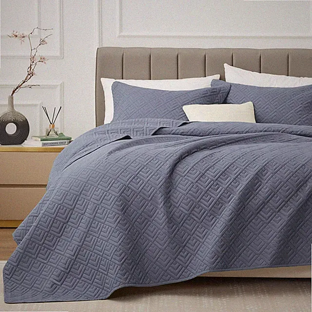 EXQ Home Quilt Set Full/Queen Size Blue 3 Piece,Lightweight Soft Coverlet Modern