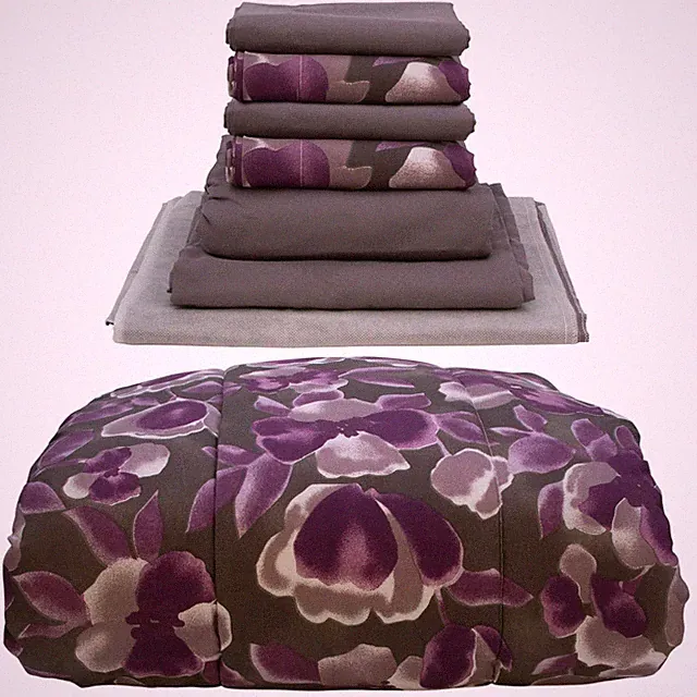 Gold Coast 8 pc Bed in a Bag Calera Purple Floral Comforter Set, Full