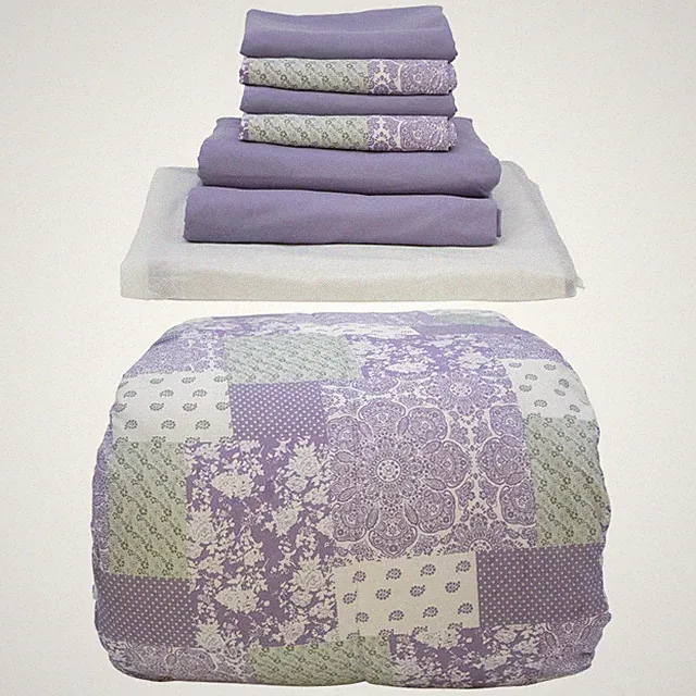 Gold Coast 8 pc Bed in a Bag Wesley Ann Purple Patchwork Comforter Set, Full