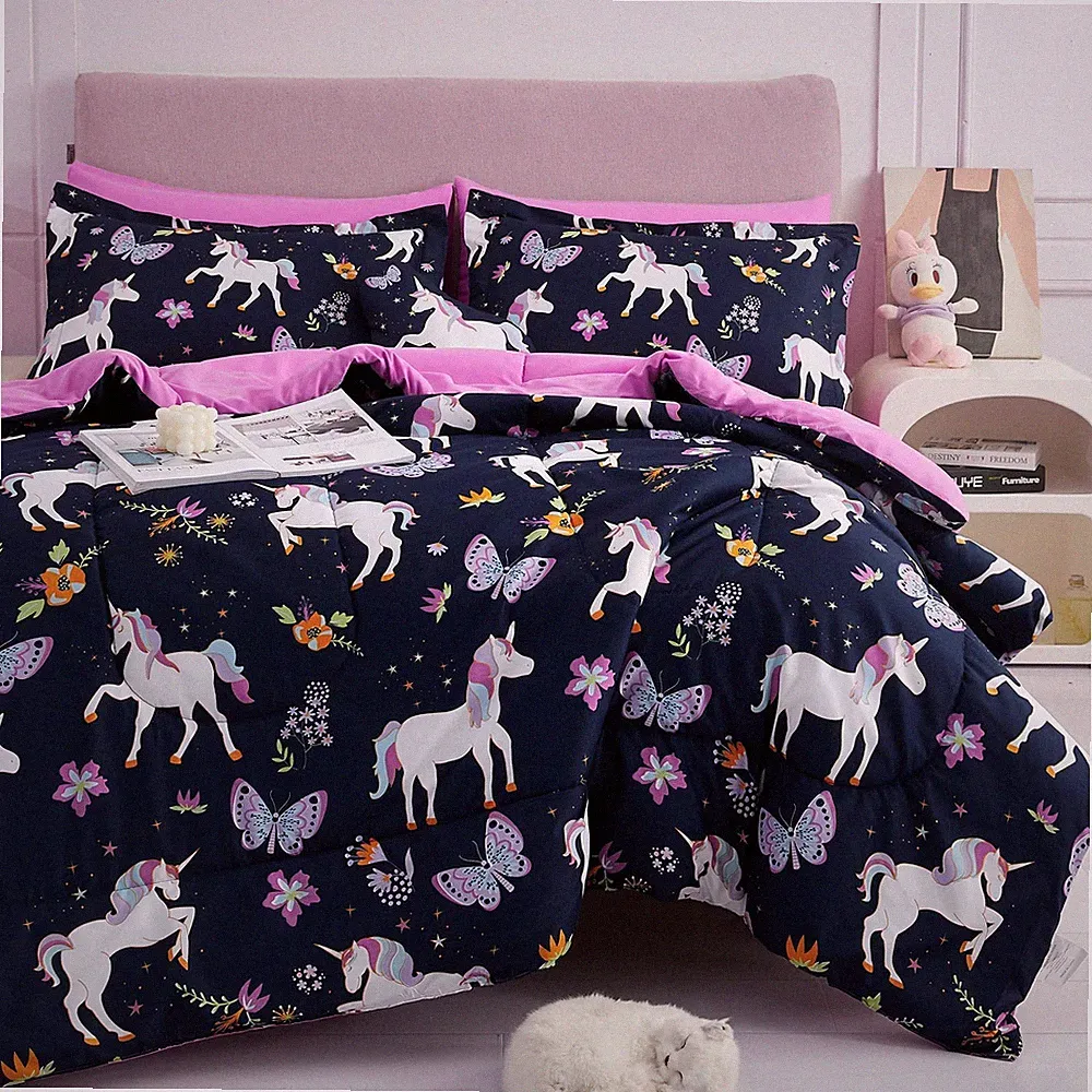Kids Comforter Bed Set Full Size for s Girls, 8 Pieces Bed in a Bag with Shams