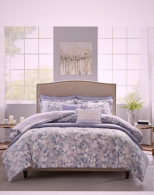 NIP Madison Park Zinnia Blue 8 piece Full/Queen Comforter & Coverlet Set