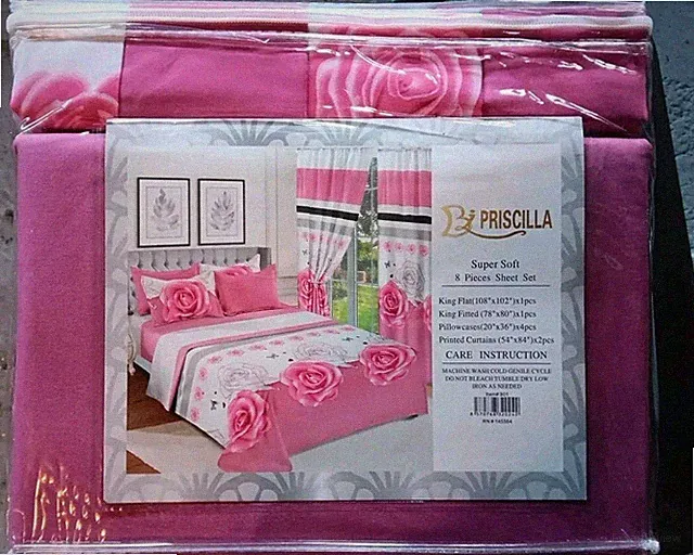 Priscilla Super Soft Bed Sheets 8 Pieces Set King Size