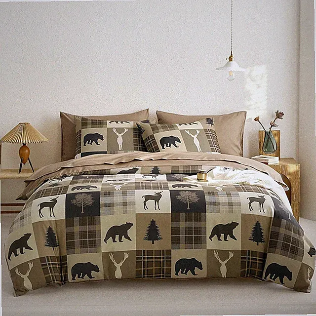 Rustic Cabin Lodge Comforter Set with Sheets, 7-Piece Queen Bed in a Bag
