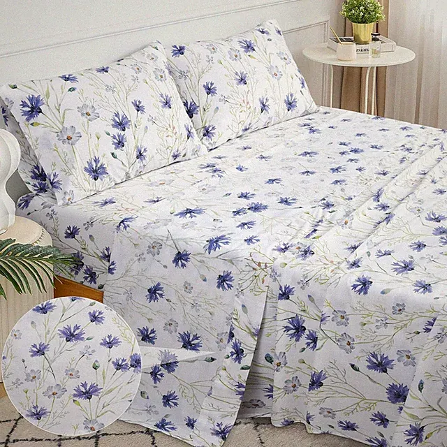 Sleepdown Cotton Bed Sheet Set - Lavender, Full
