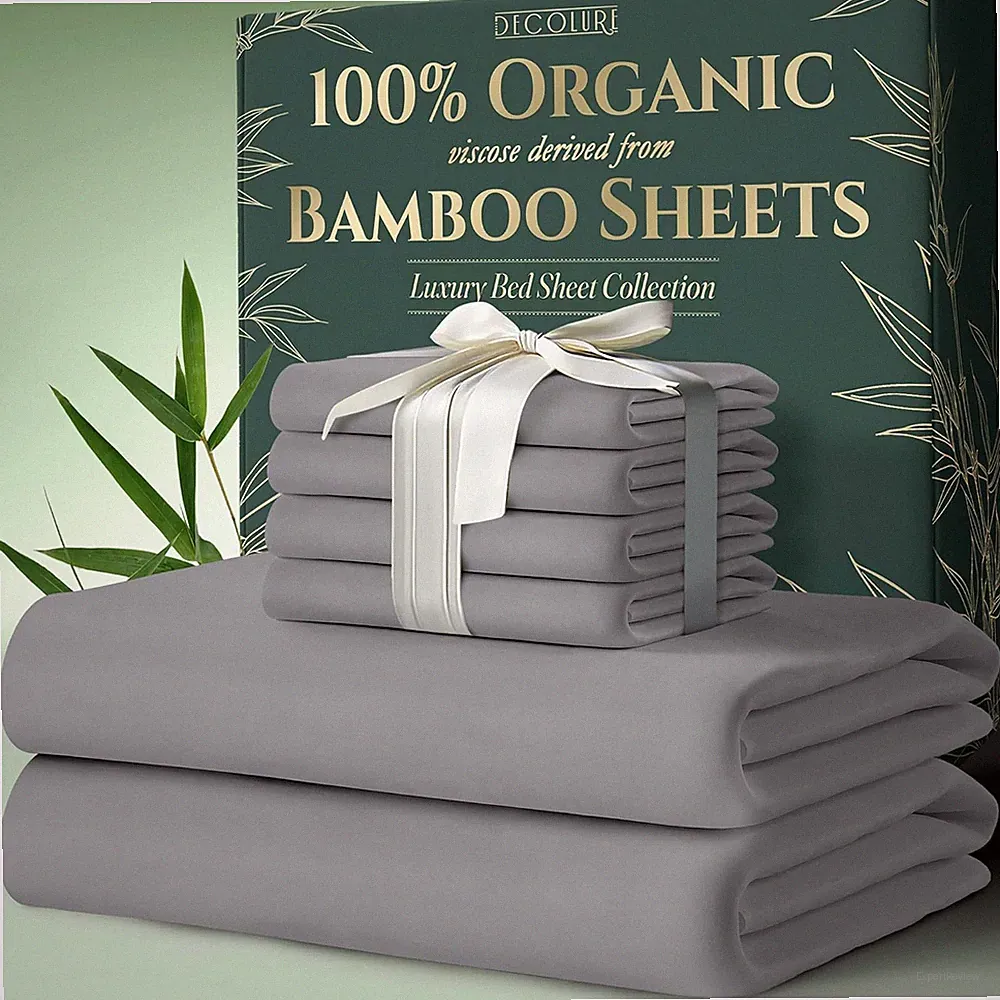 Ultra Soft Organic Bamboo Sheets Full Size 6Pcs - Cooling & Deep Pocket