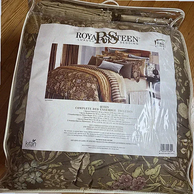 Vtg Royal Sateen Luxury Bedding 8 Pc Set QUEEN Complete Ensemble New FloralKITAN