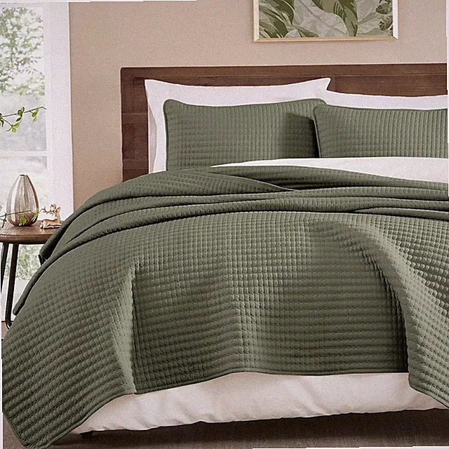 Wrensonge Queen Quilt-3 Pieces Lightweight Bedspreads Olive Green Queen Size